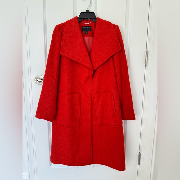 Bernardo Jackets & Blazers - Bernardo Textured Long Coat Burnt Orange Red